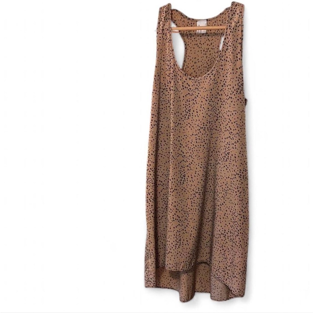 Audrey 3+1 Tan Sleeveless Dress with Black Dots